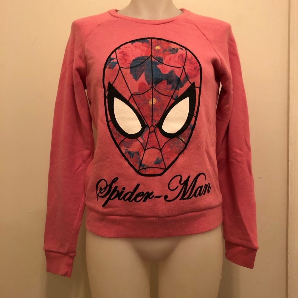 Marvel Spider-man Pink Long Sleeve Sweater Size S